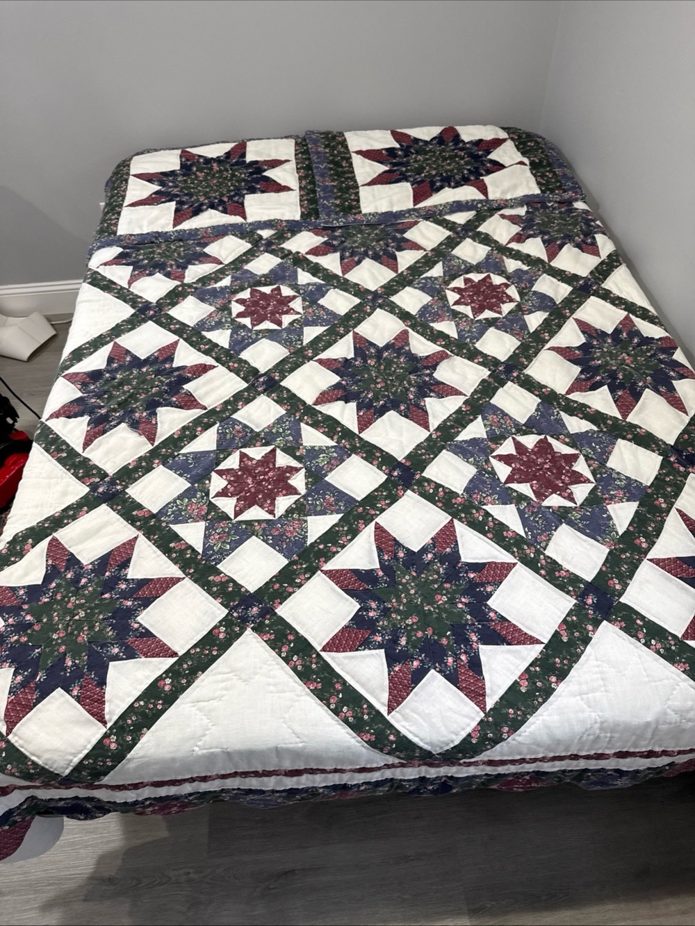 Quilt 8-Point Star Patchwork  Quilt Full Size With 2 Matching Shams